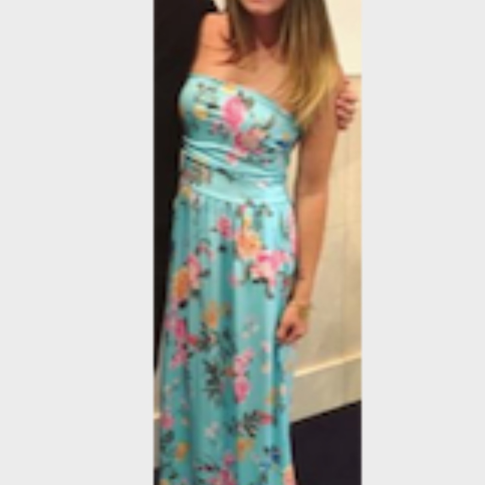 Blue Summery Floral Maxi Dress